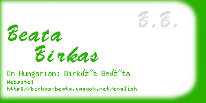 beata birkas business card